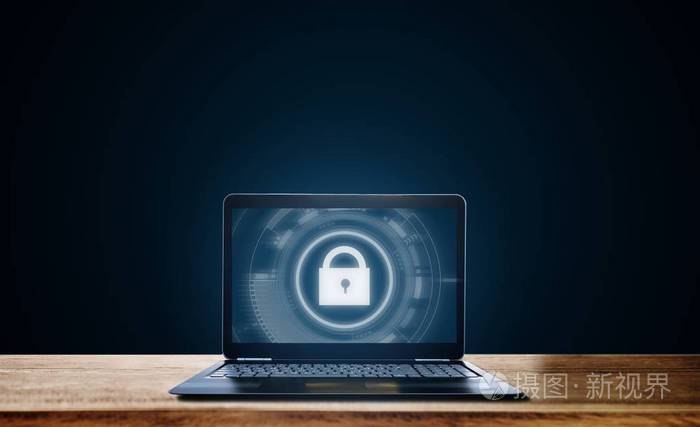 网络安全系统计算机笔记本电脑屏幕上的锁定图标技术